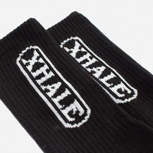 Xhale Eternal Logo Socks Close Up in Black