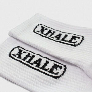 Xhale Eternal Logo Socks in White Close Up