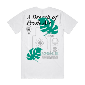 Breath of Fresh Air White T-Shirt. Large design on back