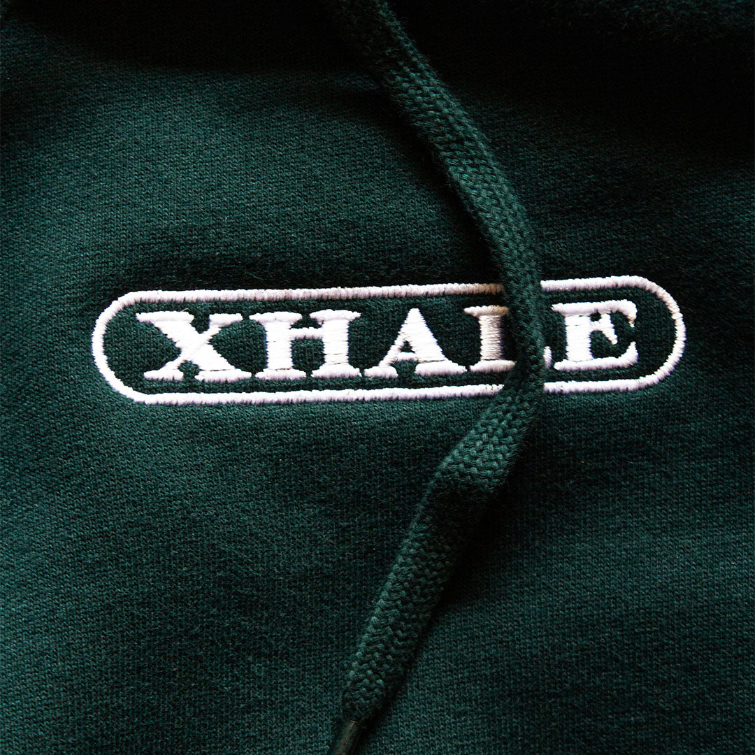 Xhale Eternal Hoodie Forest Green Close Up Front